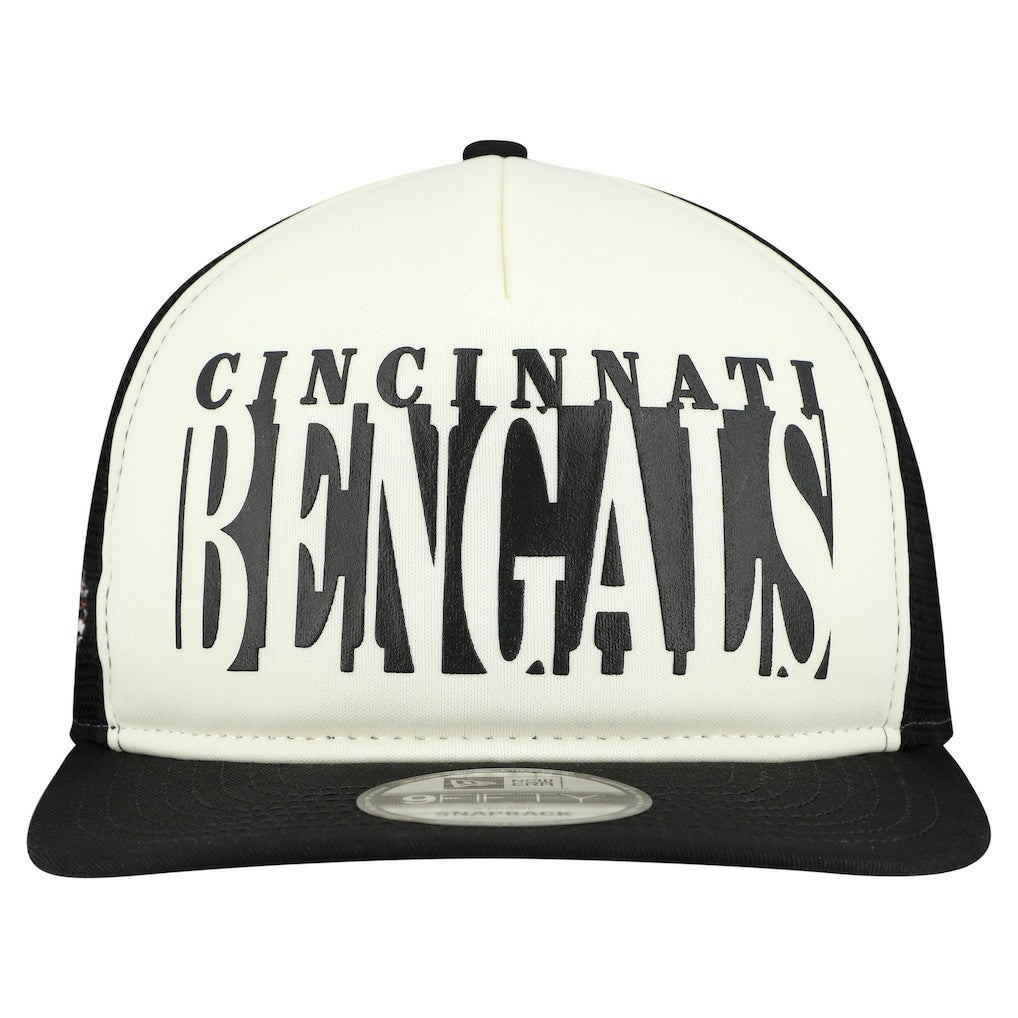 Cincinnati Bengals New Era Throwback Cutout A-Frame 9FIFTY Snapback Hat Cream/Black | NFL