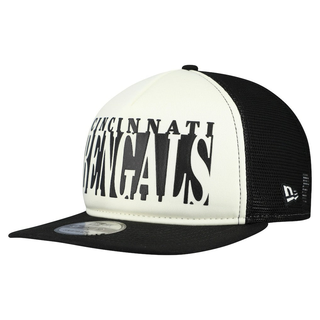Cincinnati Bengals New Era Throwback Cutout A-Frame 9FIFTY Snapback Hat Cream/Black | NFL