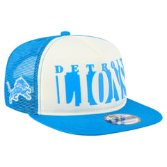 Detroit Lions New Era Cutout A-Frame 9FIFTY Snapback Hat Cream/Blue | NFL
