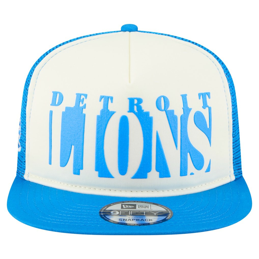 Detroit Lions New Era Cutout A-Frame 9FIFTY Snapback Hat Cream/Blue | NFL