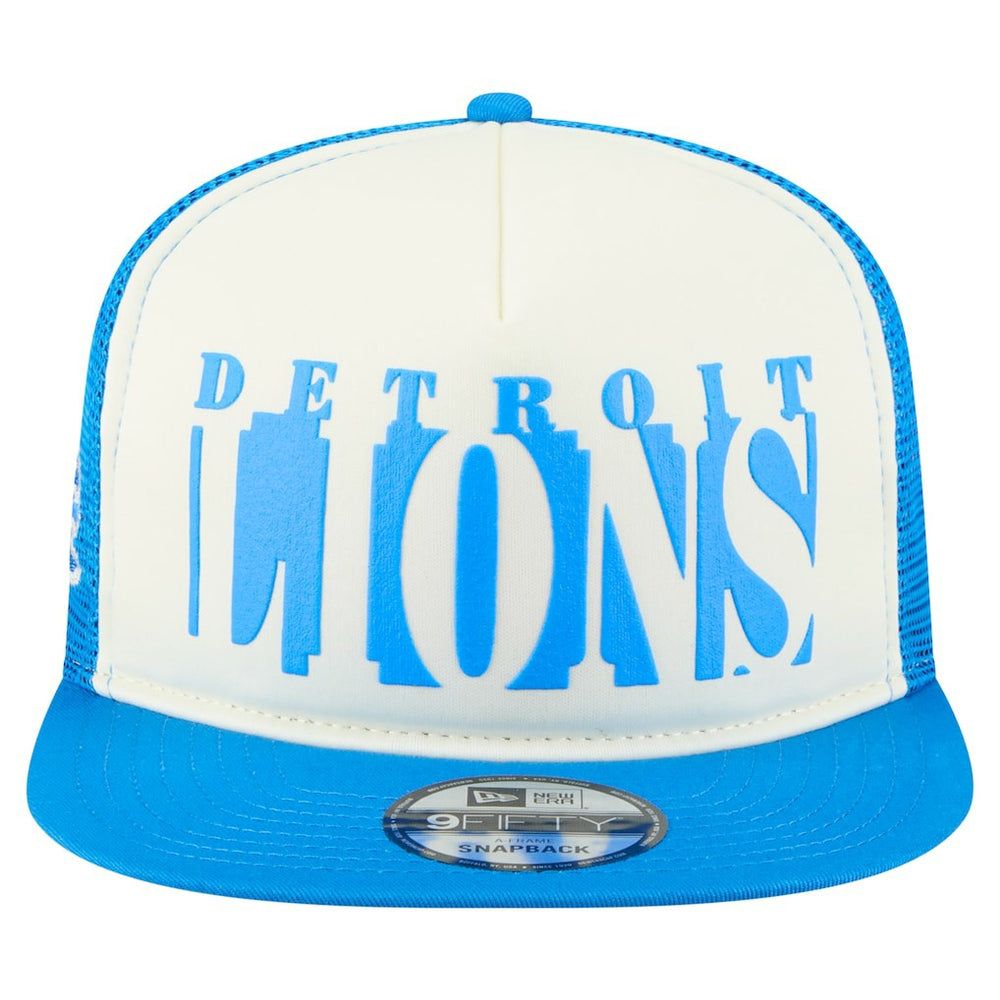 Detroit Lions New Era Cutout A-Frame 9FIFTY Snapback Hat Cream/Blue | NFL