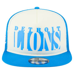 Detroit Lions New Era Cutout A-Frame 9FIFTY Snapback Hat Cream/Blue | NFL