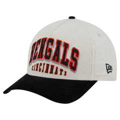 Cincinnati Bengals New Era Head Two-Tone Sided Corduroy 9FORTY A-Frame Adjustable Hat Cream/Black | NFL