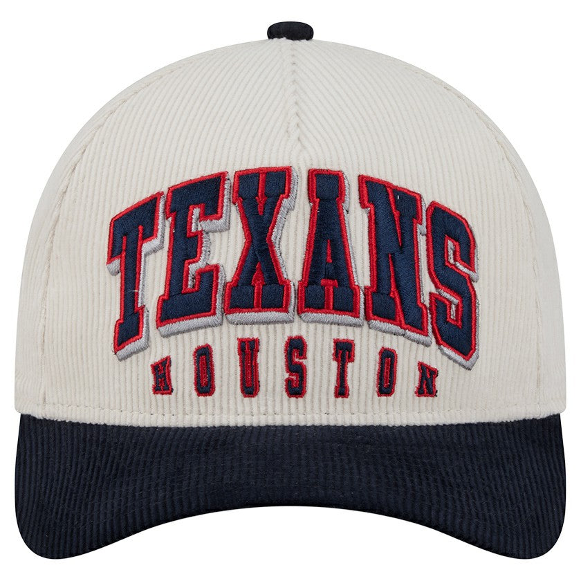 Houston Texans New Era Two-Tone Sided Corduroy 9FORTY A-Frame Adjustable Hat Cream/Navy | NFL