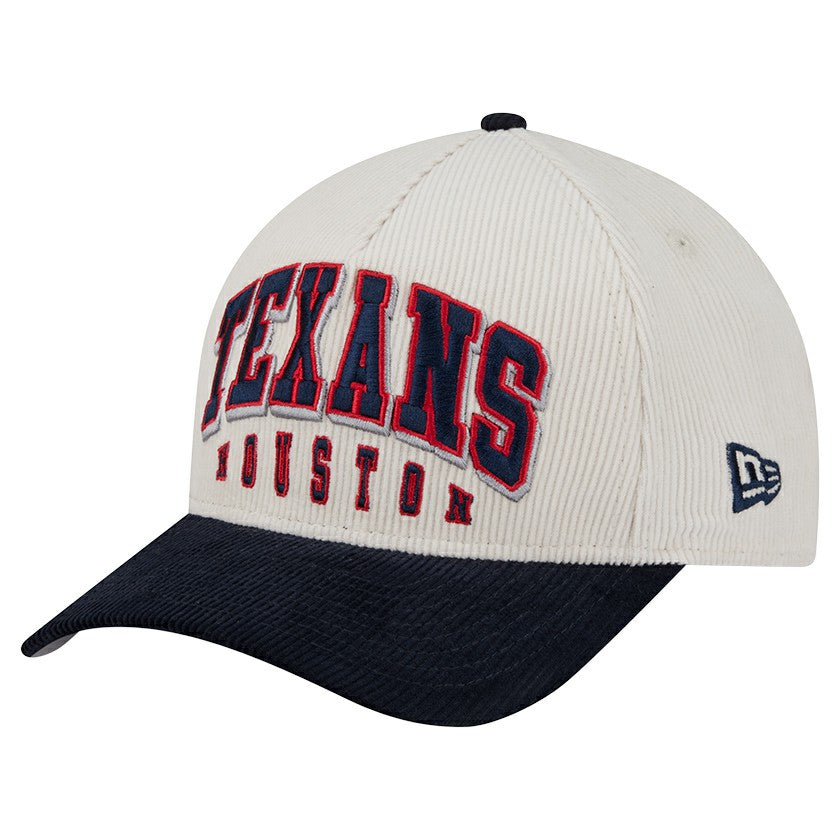 Houston Texans New Era Two-Tone Sided Corduroy 9FORTY A-Frame Adjustable Hat Cream/Navy | NFL