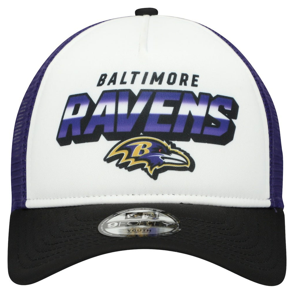 Baltimore Ravens New Era Youth Streak 9FORTY A-Frame Adjustable Hat White/Black | NFL