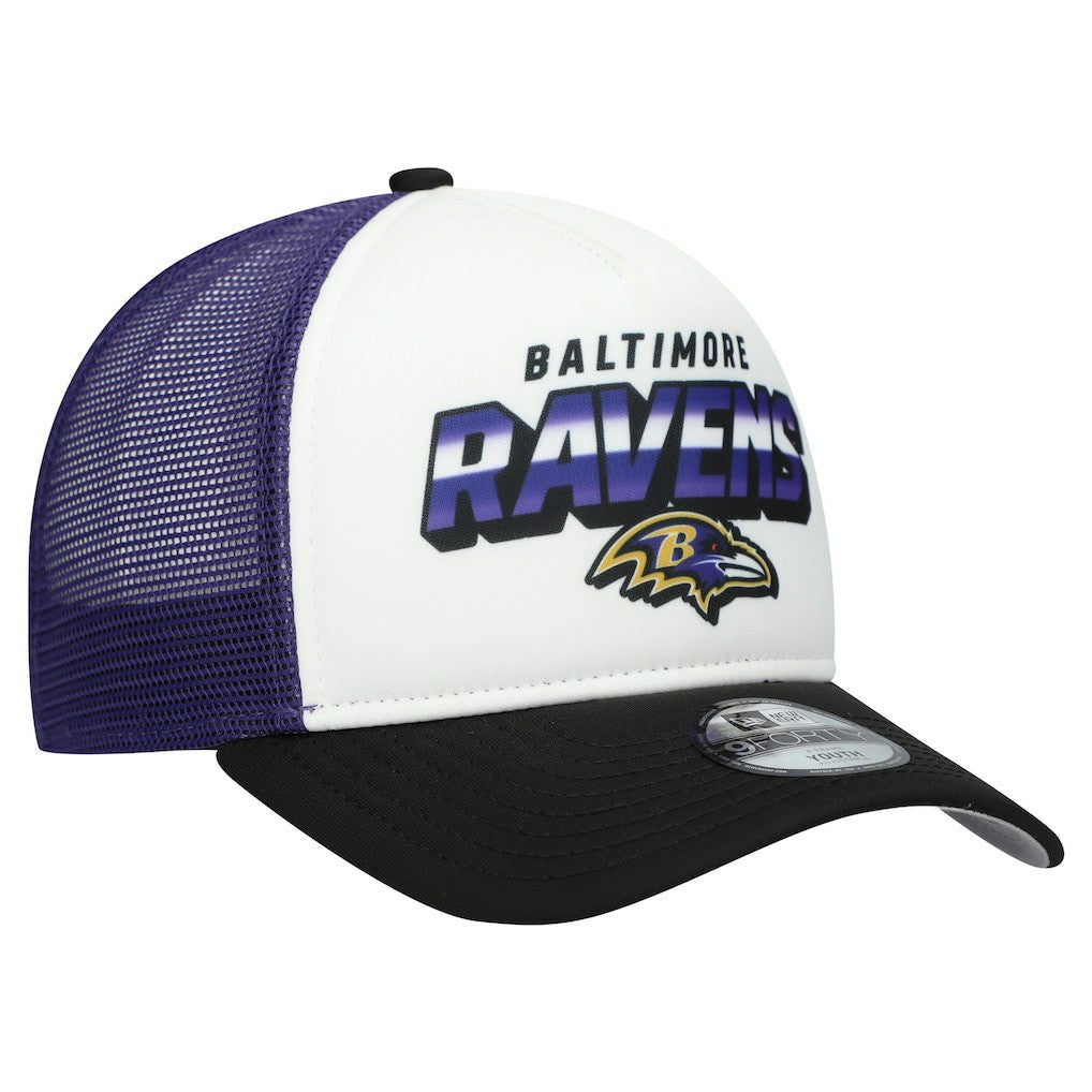 Baltimore Ravens New Era Youth Streak 9FORTY A-Frame Adjustable Hat White/Black | NFL