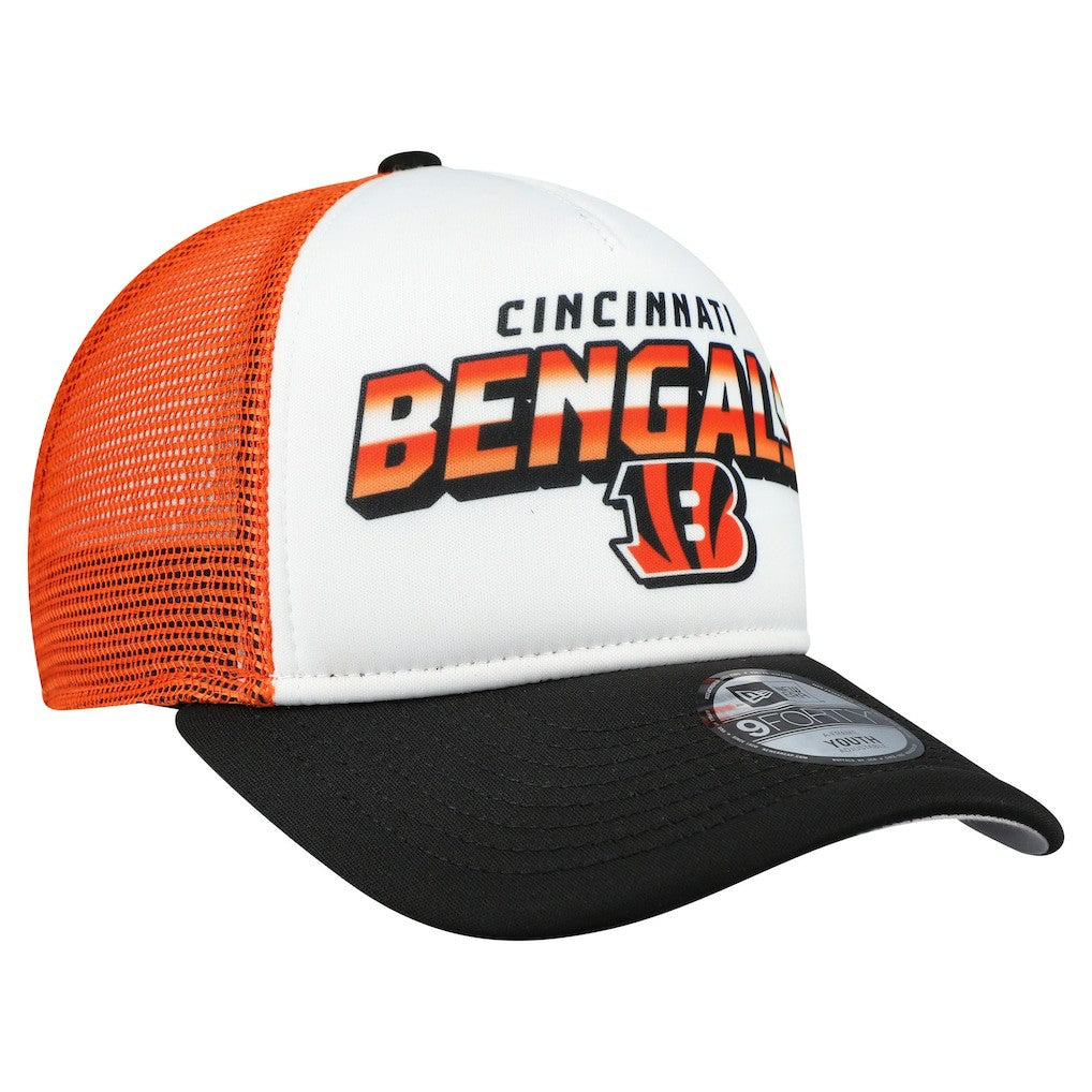 Cincinnati Bengals New Era Youth Streak 9FORTY A-Frame Adjustable Hat White/Black | NFL