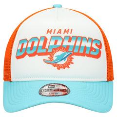 Miami Dolphins New Era Youth Streak 9FORTY A-Frame Adjustable Hat White/Aqua | NFL