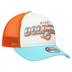 Miami Dolphins New Era Youth Streak 9FORTY A-Frame Adjustable Hat White/Aqua | NFL