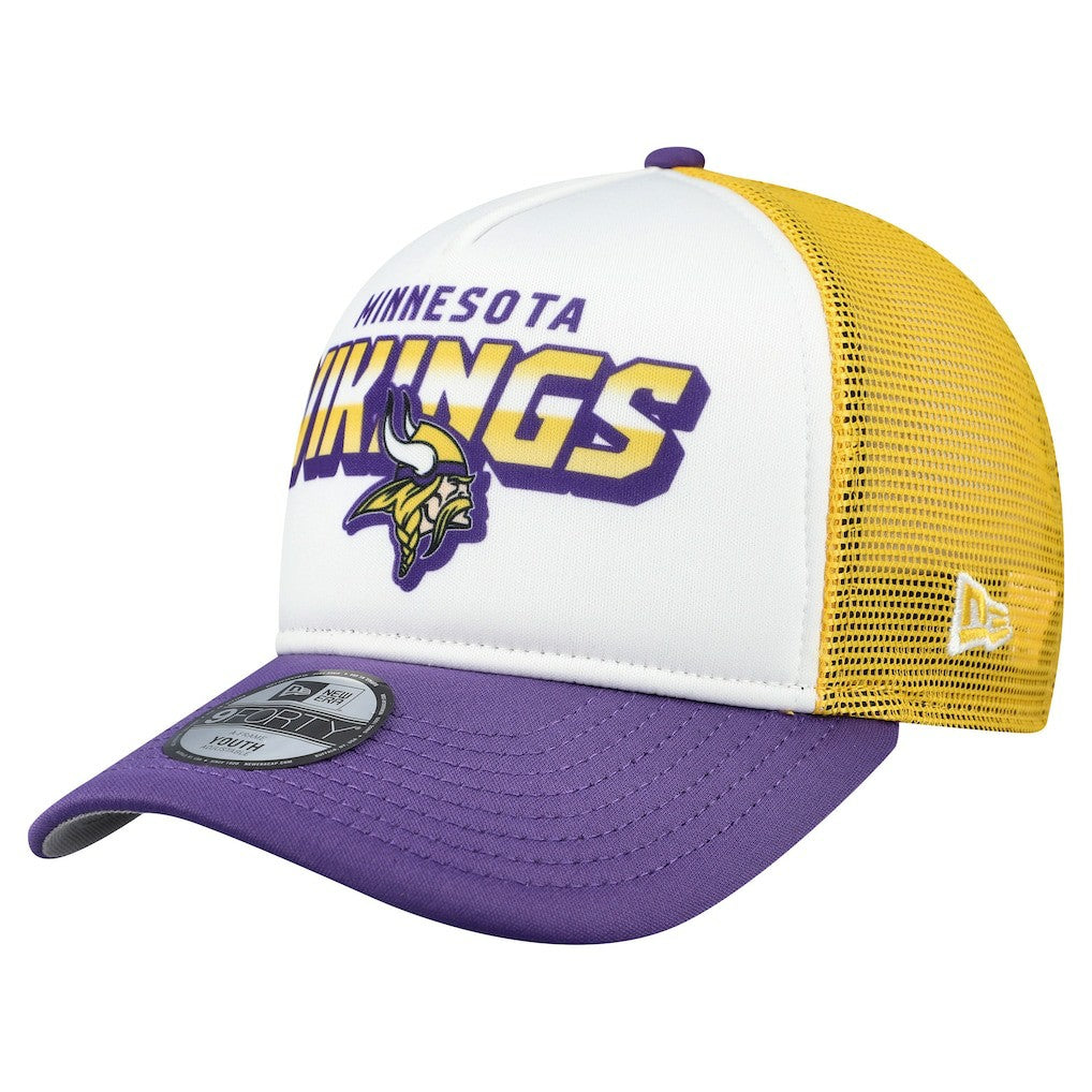 Minnesota Vikings New Era Youth Streak 9FORTY A-Frame Adjustable Hat White/Purple | NFL