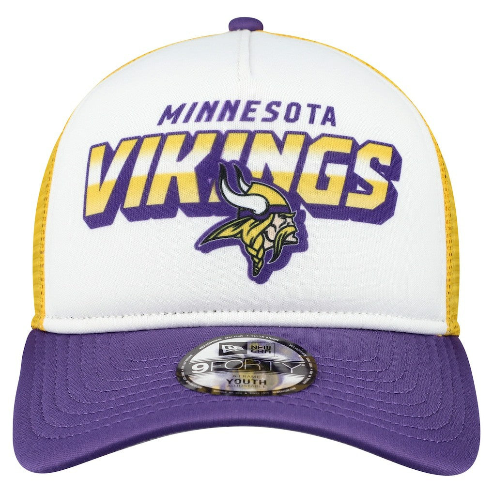 Minnesota Vikings New Era Youth Streak 9FORTY A-Frame Adjustable Hat White/Purple | NFL