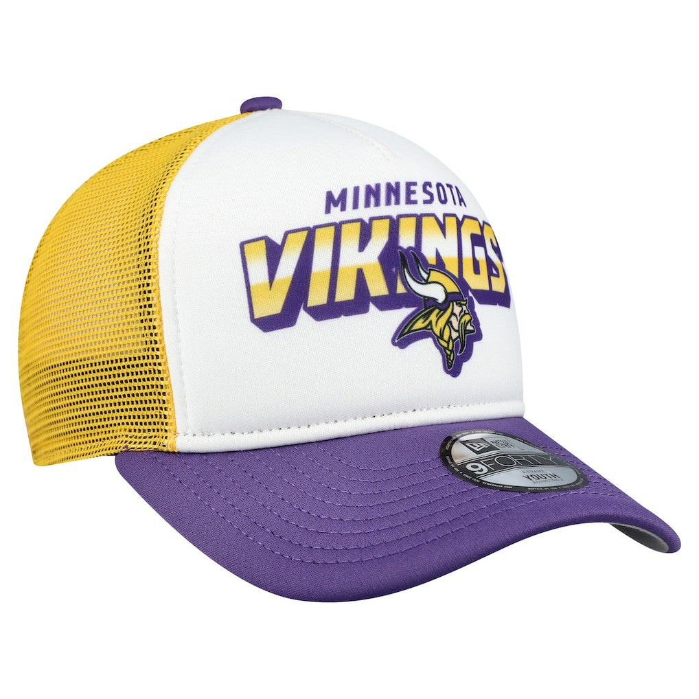 Minnesota Vikings New Era Youth Streak 9FORTY A-Frame Adjustable Hat White/Purple | NFL