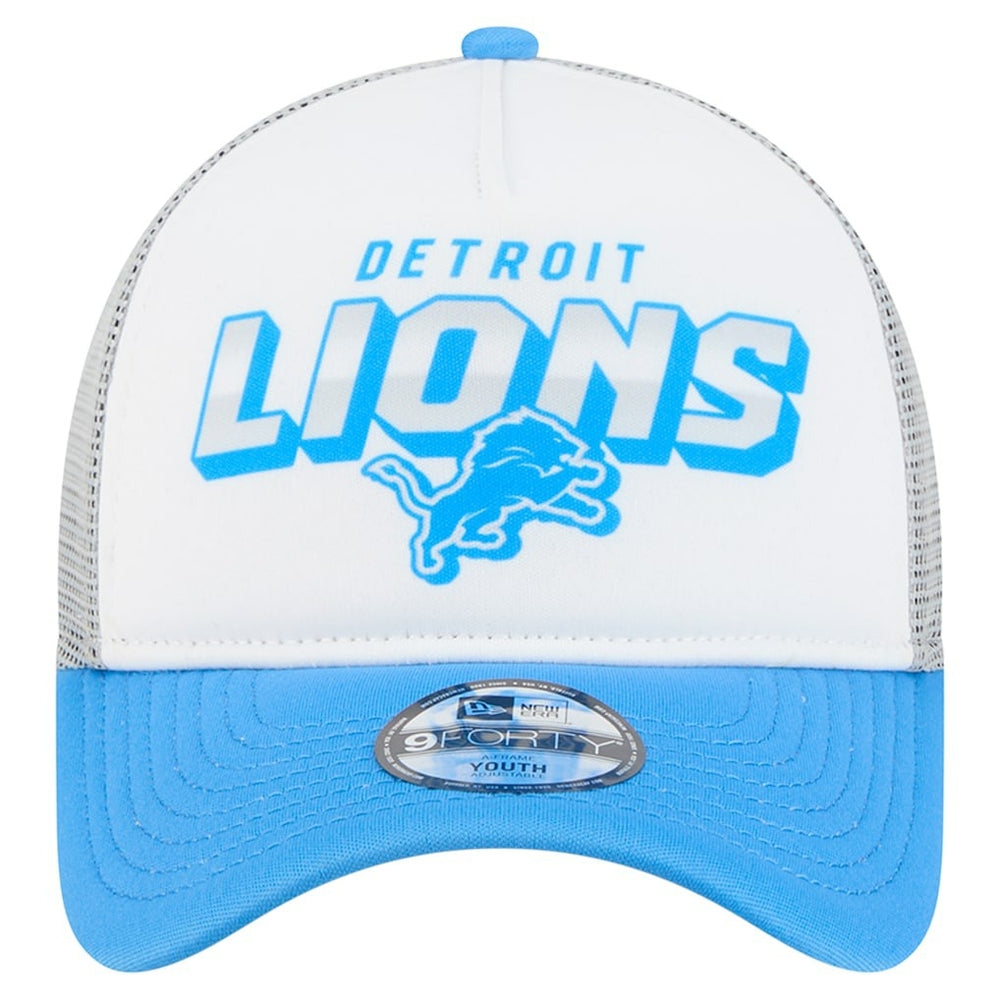 Detroit Lions New Era Youth Streak 9FORTY A-Frame Adjustable Hat White/Blue | NFL