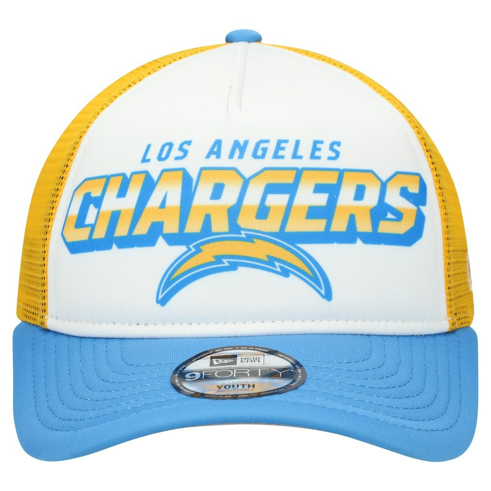 Los Angeles Chargers New Era Youth Streak 9FORTY A-Frame Adjustable Hat White/Powder Blue | NFL