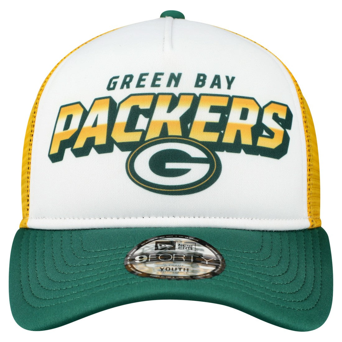 Green Bay Packers New Era Youth Streak 9FORTY A-Frame Adjustable Hat White/Green | NFL