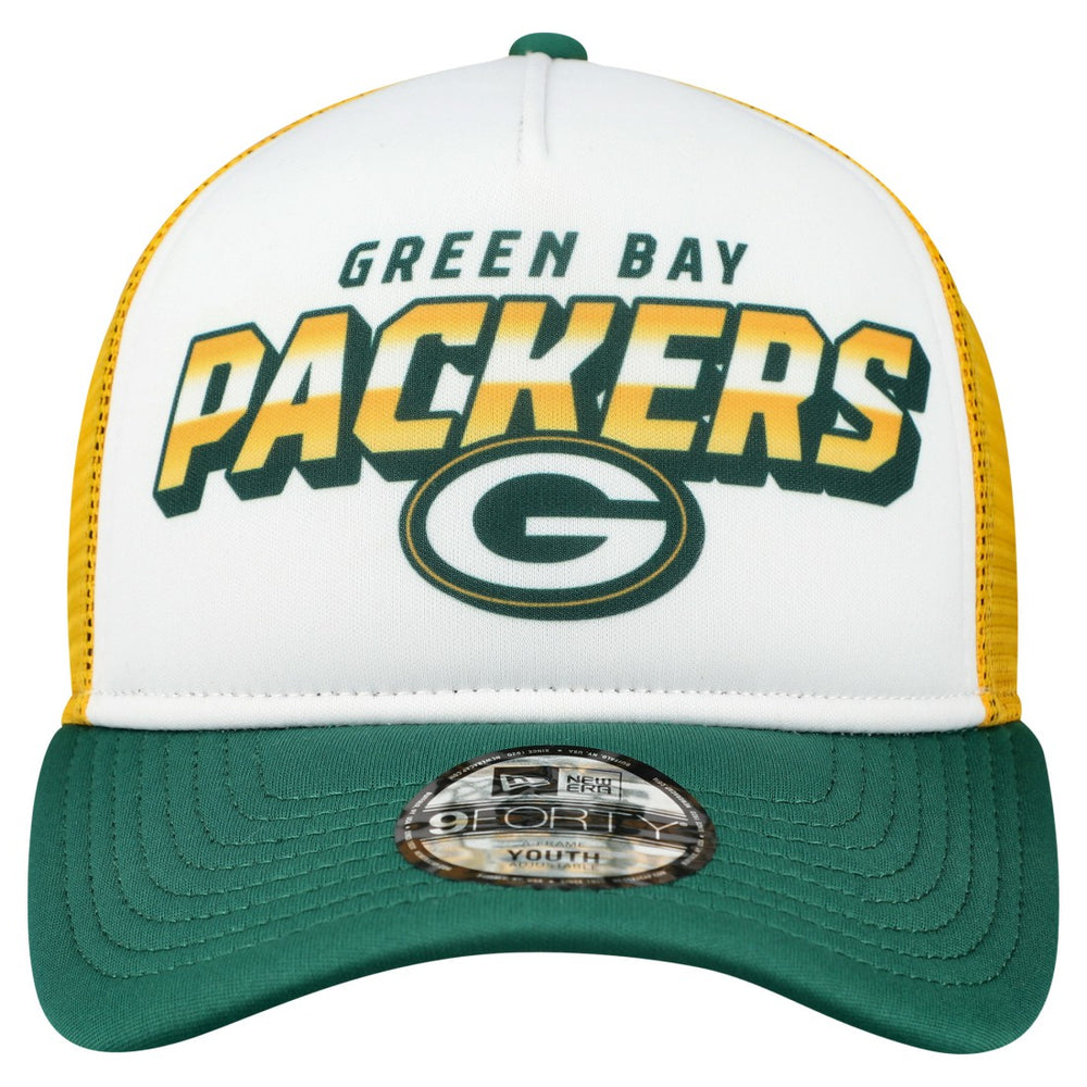 Green Bay Packers New Era Youth Streak 9FORTY A-Frame Adjustable Hat White/Green | NFL
