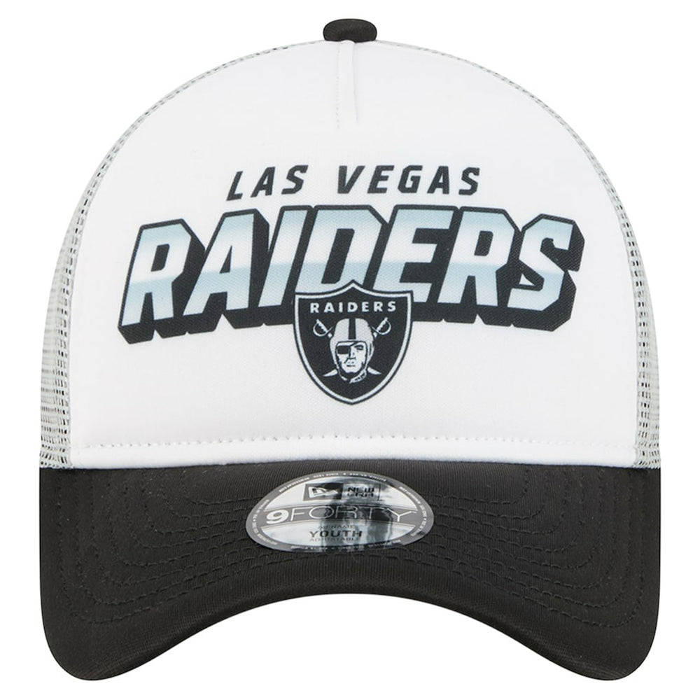 Las Vegas Raiders New Era Youth Streak 9FORTY A-Frame Adjustable Hat White/Black | NFL