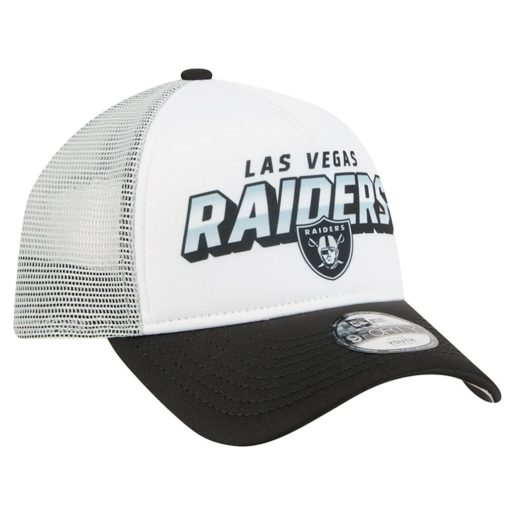 Las Vegas Raiders New Era Youth Streak 9FORTY A-Frame Adjustable Hat White/Black | NFL