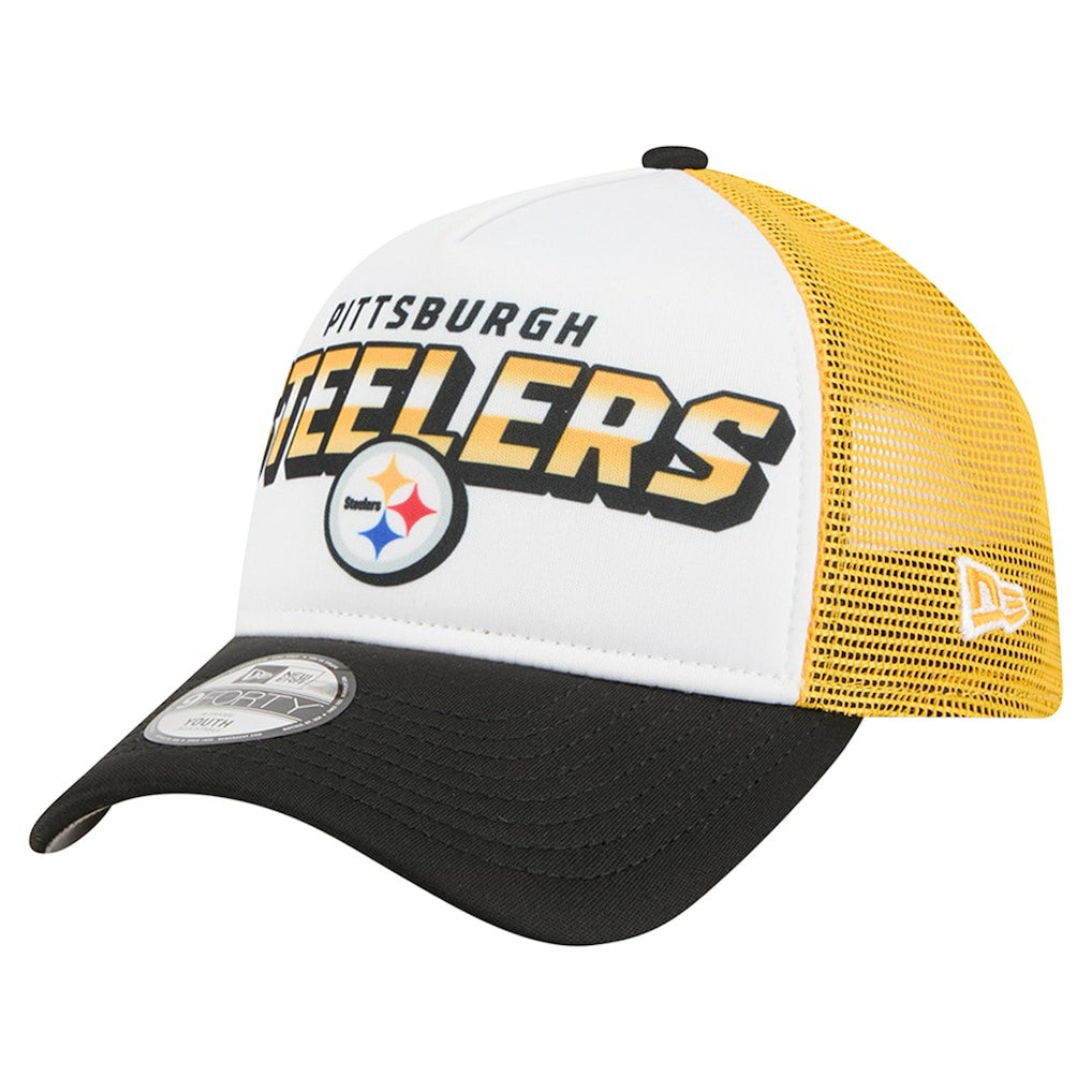 Pittsburgh Steelers New Era Youth Streak 9FORTY A-Frame Adjustable Hat White/Black | NFL