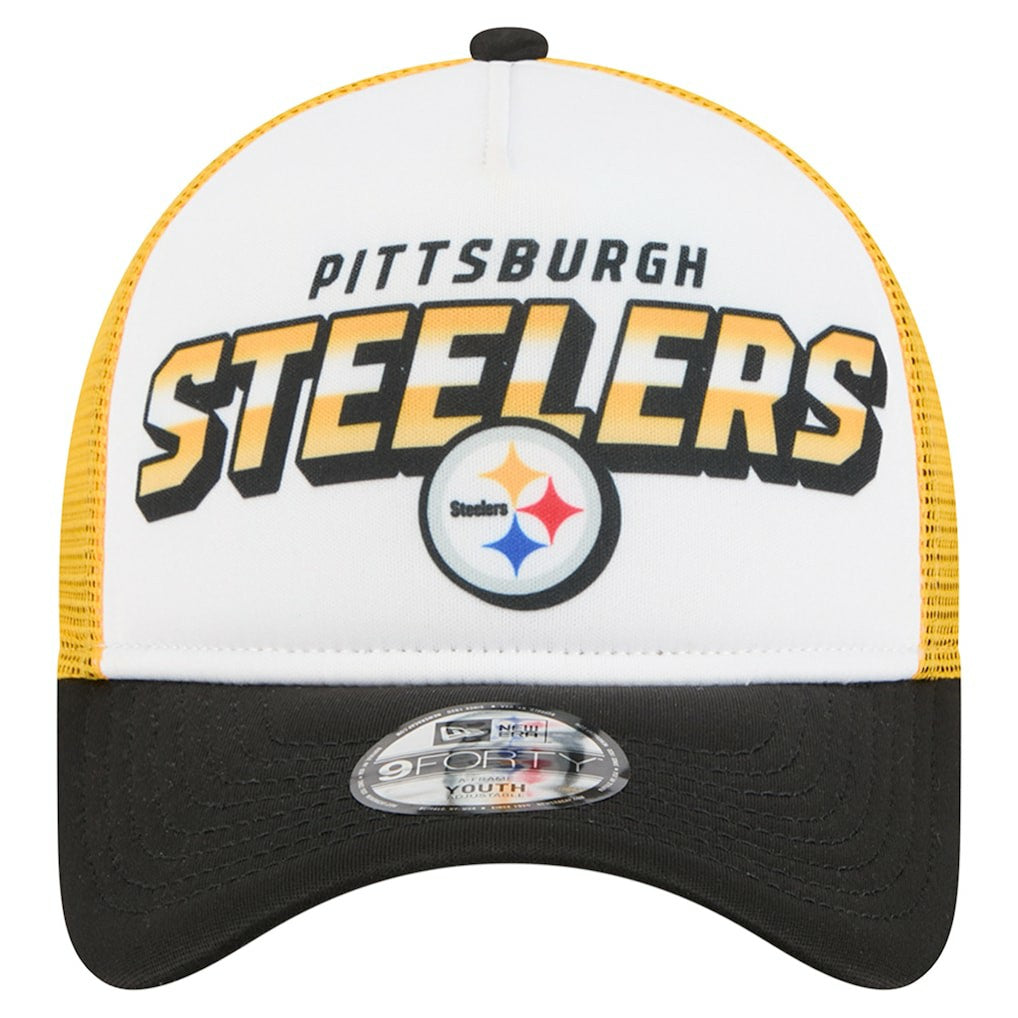 Pittsburgh Steelers New Era Youth Streak 9FORTY A-Frame Adjustable Hat White/Black | NFL