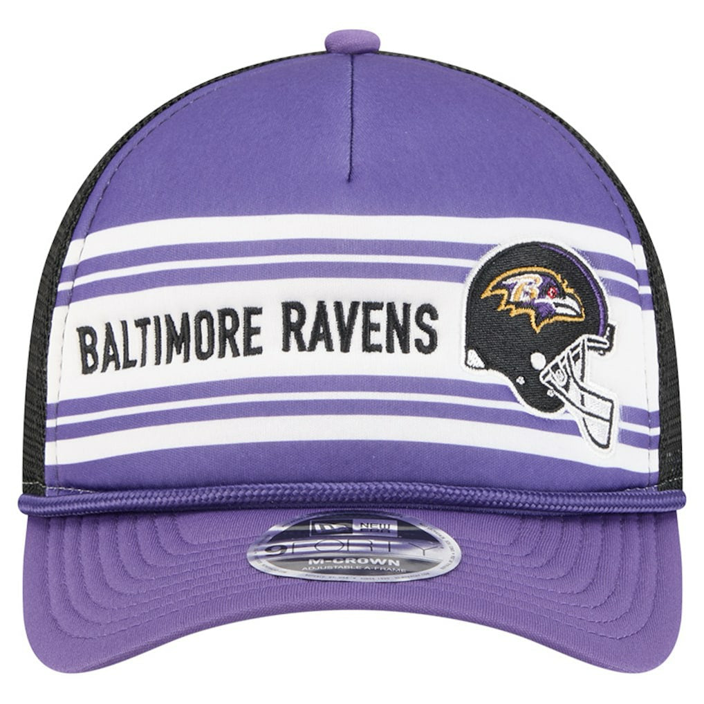 Baltimore Ravens New Era Linear A-Frame 9FORTY Adjustable Hat Purple | NFL