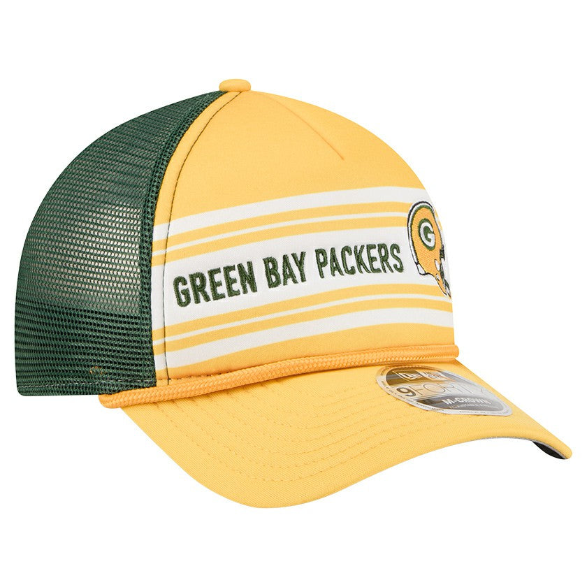 Green Bay Packers New Era Linear A-Frame 9FORTY Adjustable Hat Gold | NFL