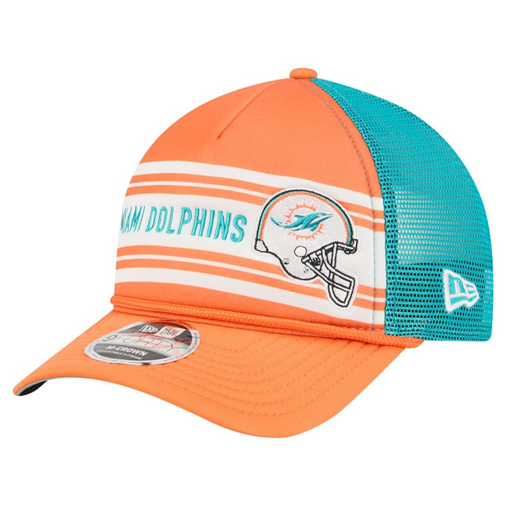 Miami Dolphins New Era Linear A-Frame 9FORTY Adjustable Hat Orange | NFL