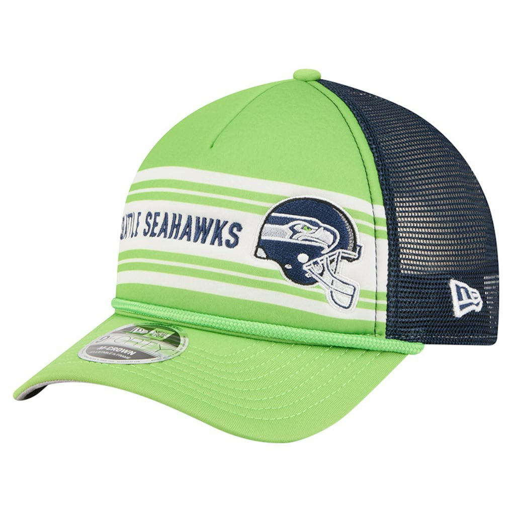Seattle Seahawks New Era Linear A-Frame 9FORTY Adjustable Hat Neon Green | NFL