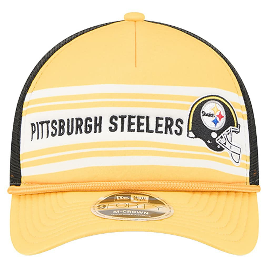 Pittsburgh Steelers New Era Linear A-Frame 9FORTY Adjustable Hat Gold | NFL