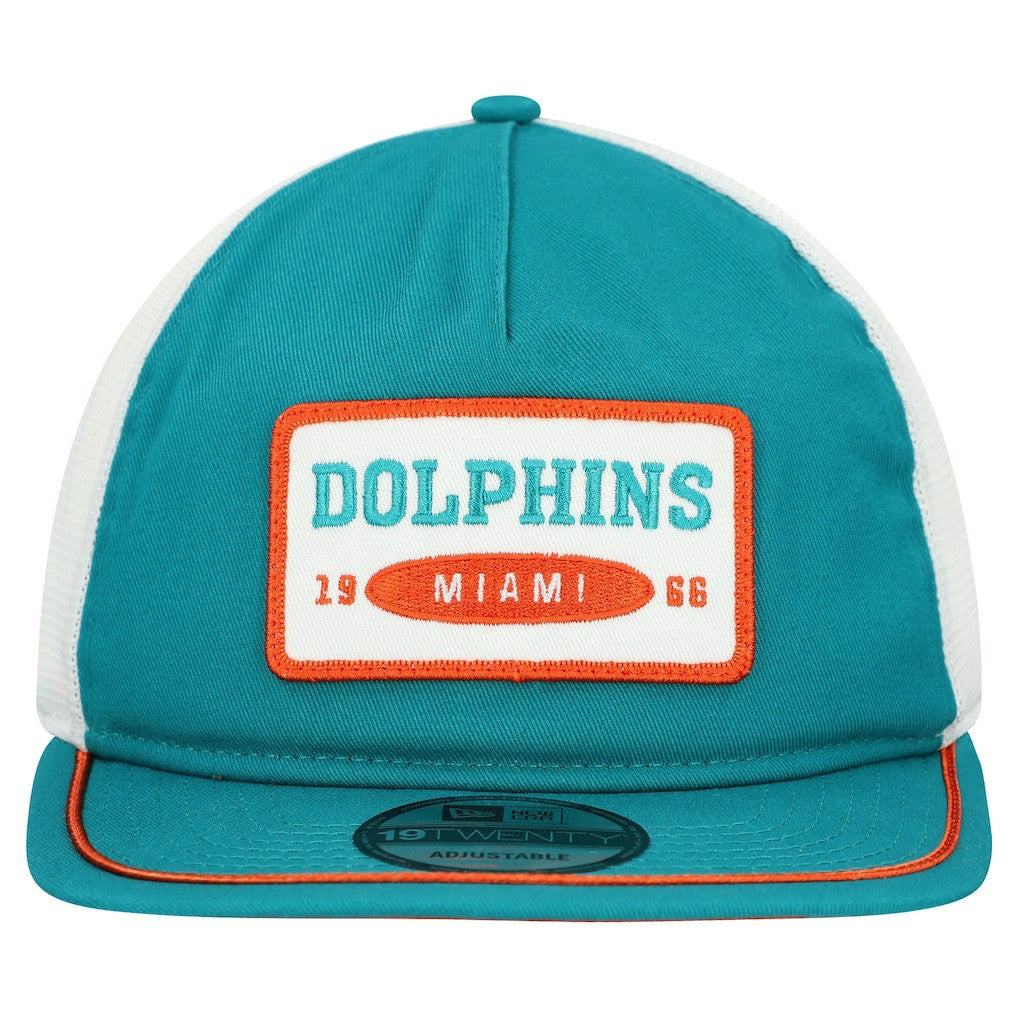 Miami Dolphins New Era Patch 19TWENTY Adjustable Hat Aqua/White | NFL