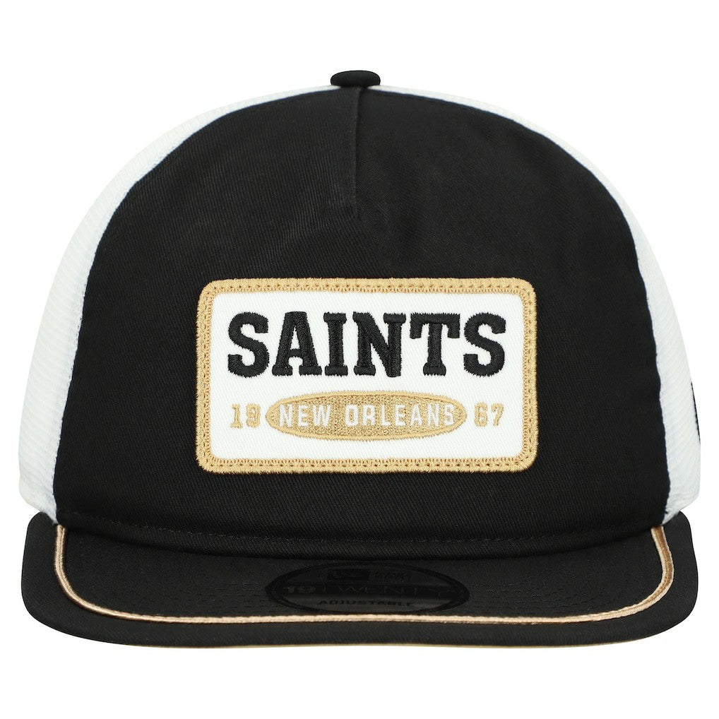 New Orleans Saints New Era Patch 19TWENTY Adjustable Hat Black/White | NFL