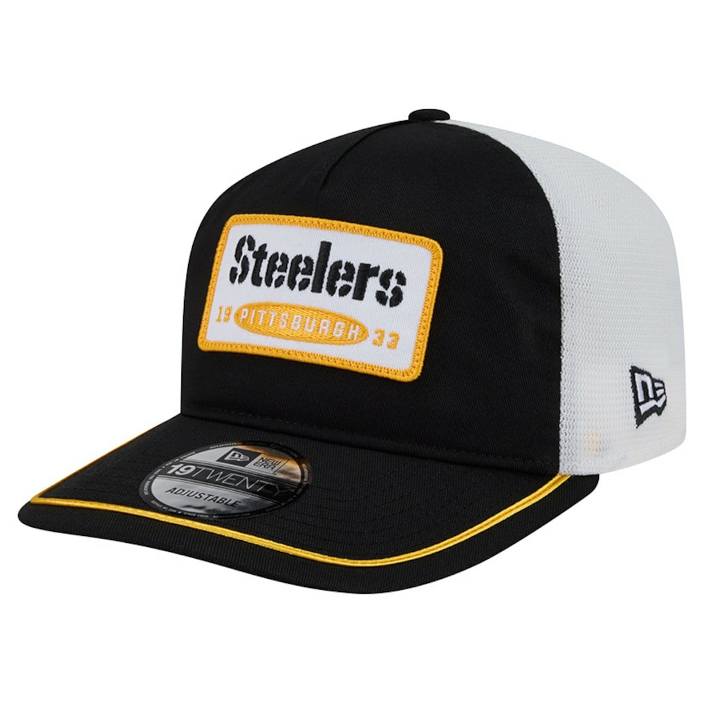 Pittsburgh Steelers New Era Patch 19TWENTY Adjustable Hat Black/White | NFL