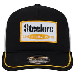 Pittsburgh Steelers New Era Patch 19TWENTY Adjustable Hat Black/White | NFL