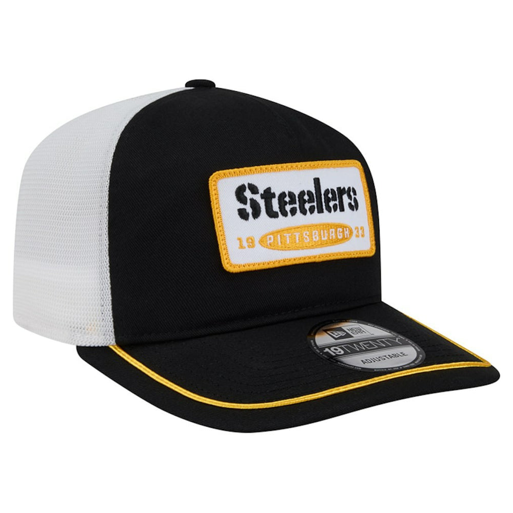 Pittsburgh Steelers New Era Patch 19TWENTY Adjustable Hat Black/White | NFL