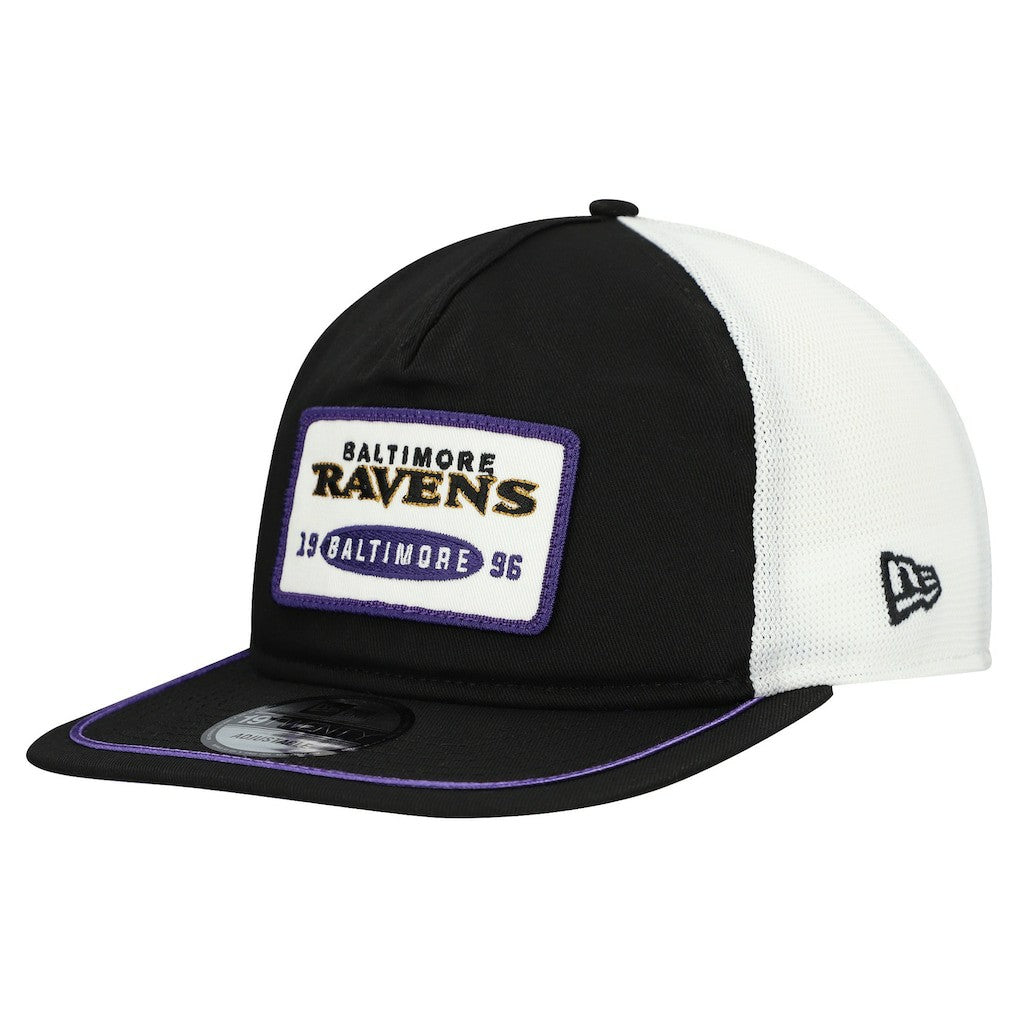 Baltimore Ravens New Era Patch 19TWENTY Adjustable Hat Black/White | NFL