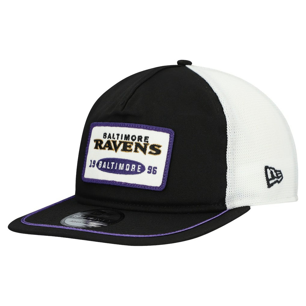 Baltimore Ravens New Era Patch 19TWENTY Adjustable Hat Black/White | NFL