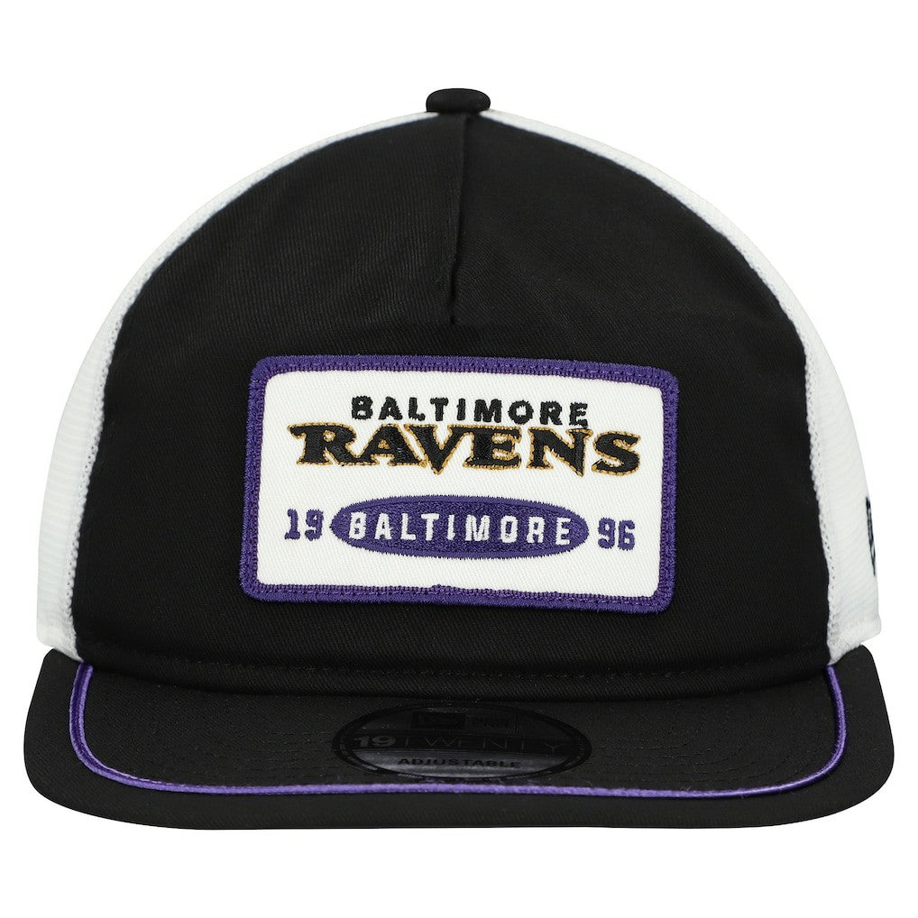 Baltimore Ravens New Era Patch 19TWENTY Adjustable Hat Black/White | NFL