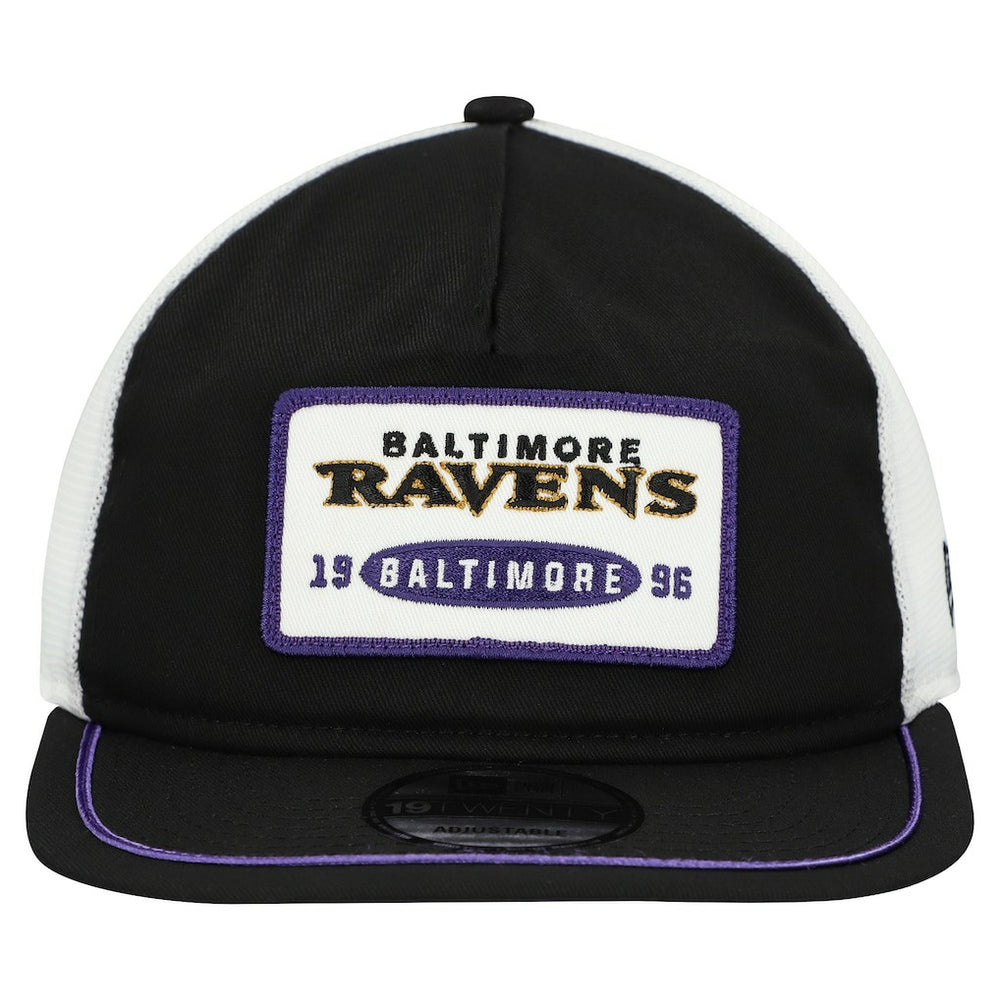 Baltimore Ravens New Era Patch 19TWENTY Adjustable Hat Black/White | NFL