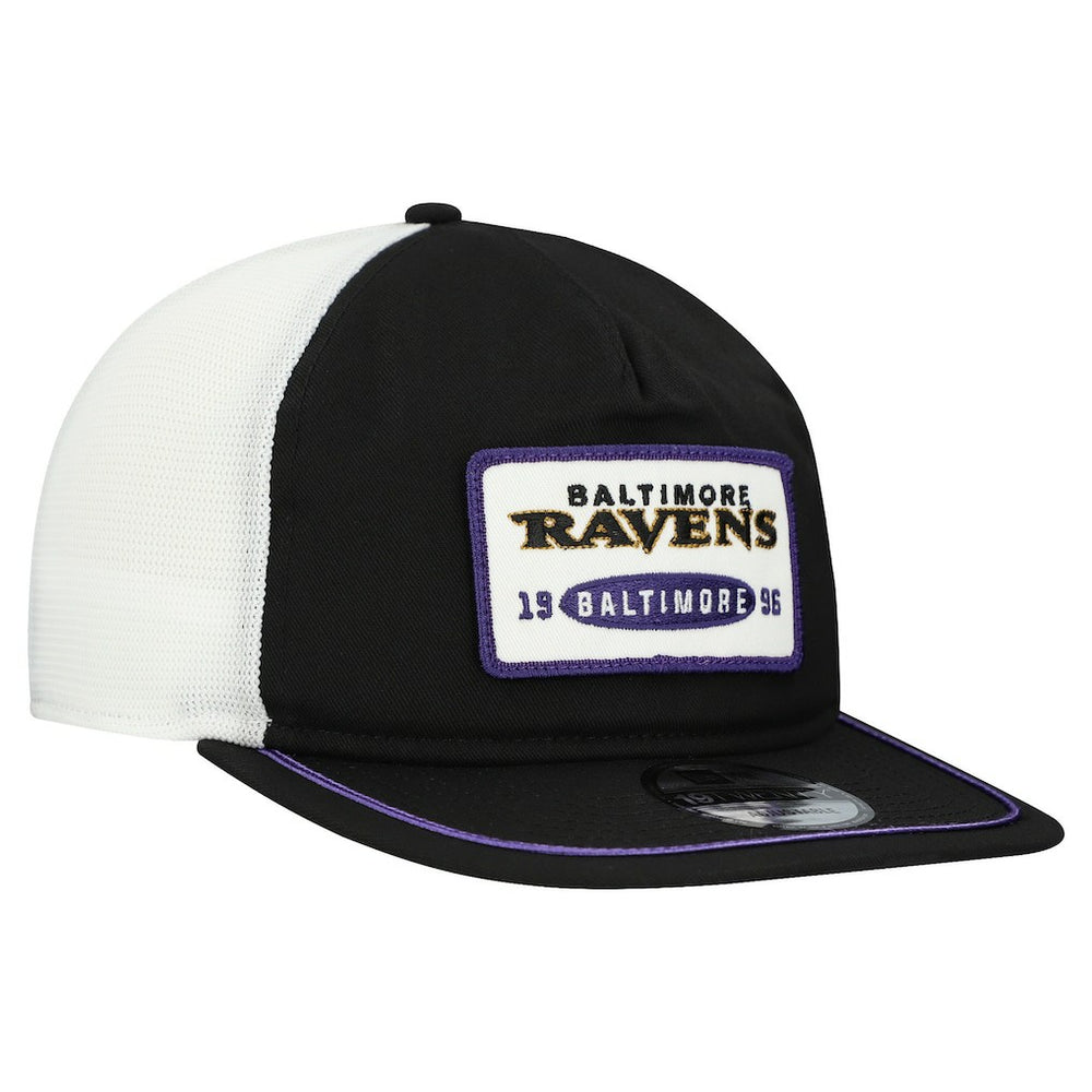 Baltimore Ravens New Era Patch 19TWENTY Adjustable Hat Black/White | NFL