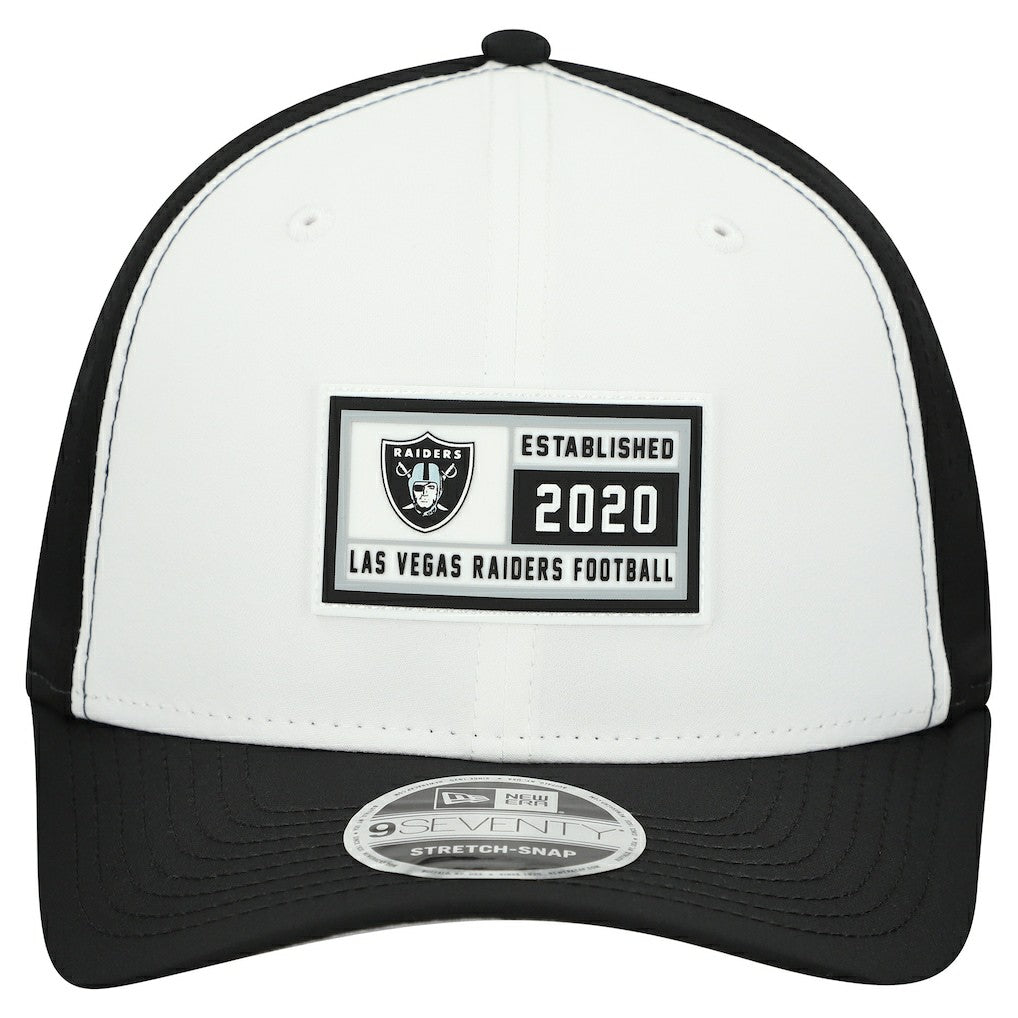 Las Vegas Raiders New Era Established Patch 9SEVENTY Adjustable Hat White/Black | NFL