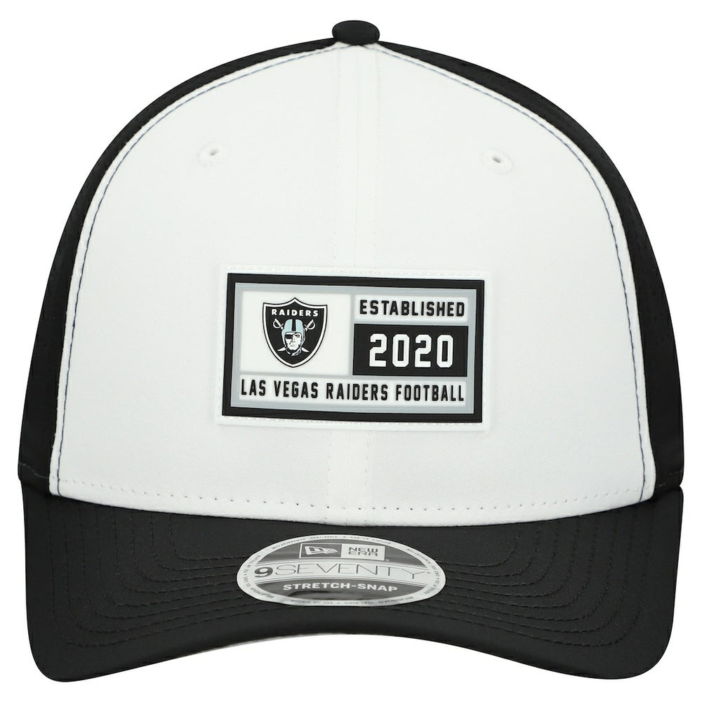 Las Vegas Raiders New Era Established Patch 9SEVENTY Adjustable Hat White/Black | NFL