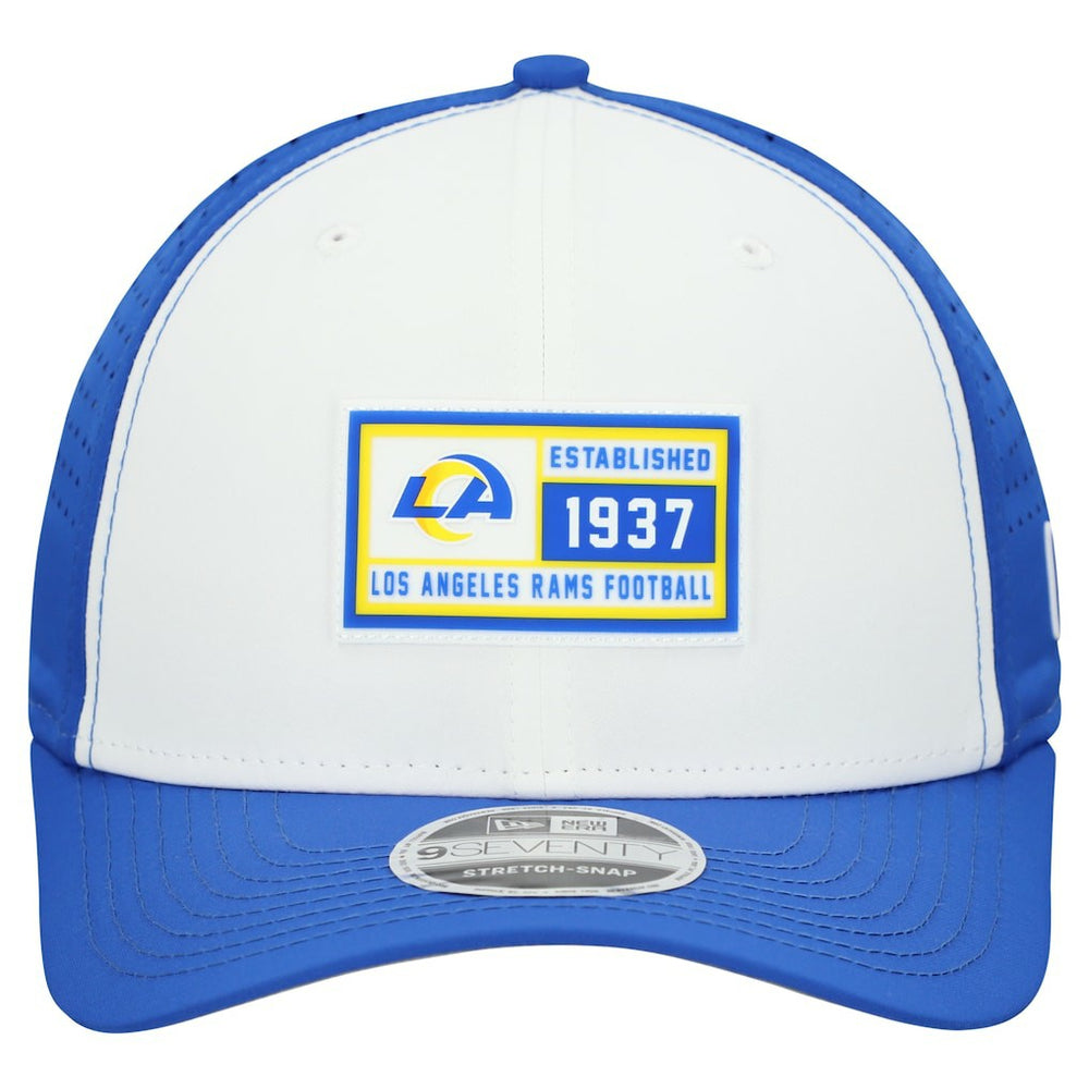 Los Angeles Rams New Era Established Patch 9SEVENTY Adjustable Hat White/Royal | NFL