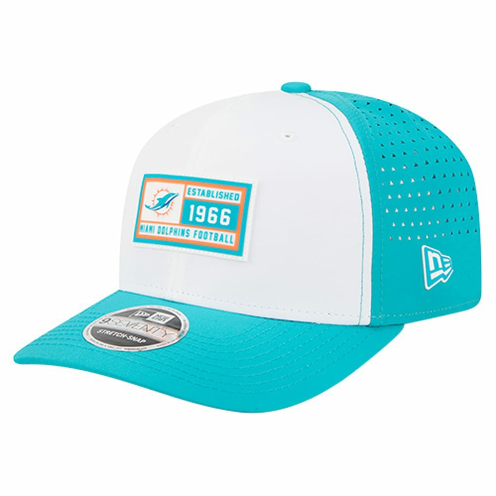Miami Dolphins New Era Established Patch 9SEVENTY Adjustable Hat White/Aqua | NFL