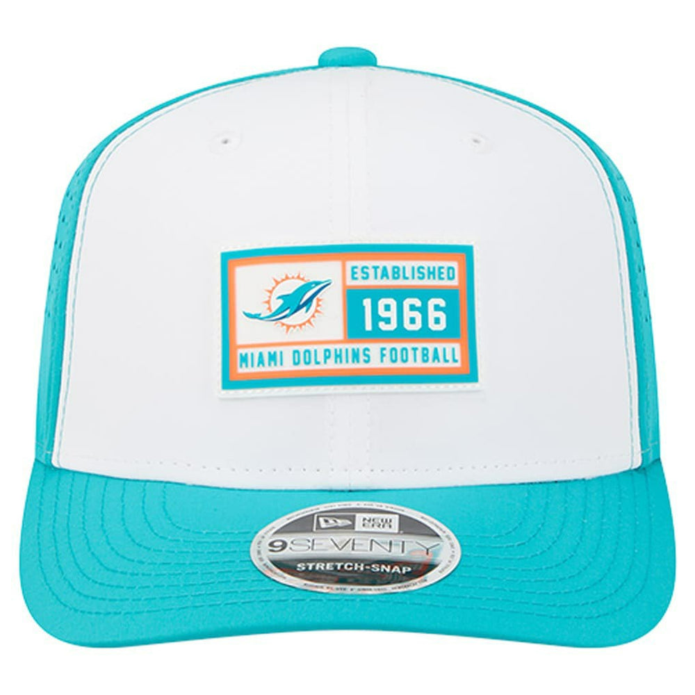 Miami Dolphins New Era Established Patch 9SEVENTY Adjustable Hat White/Aqua | NFL