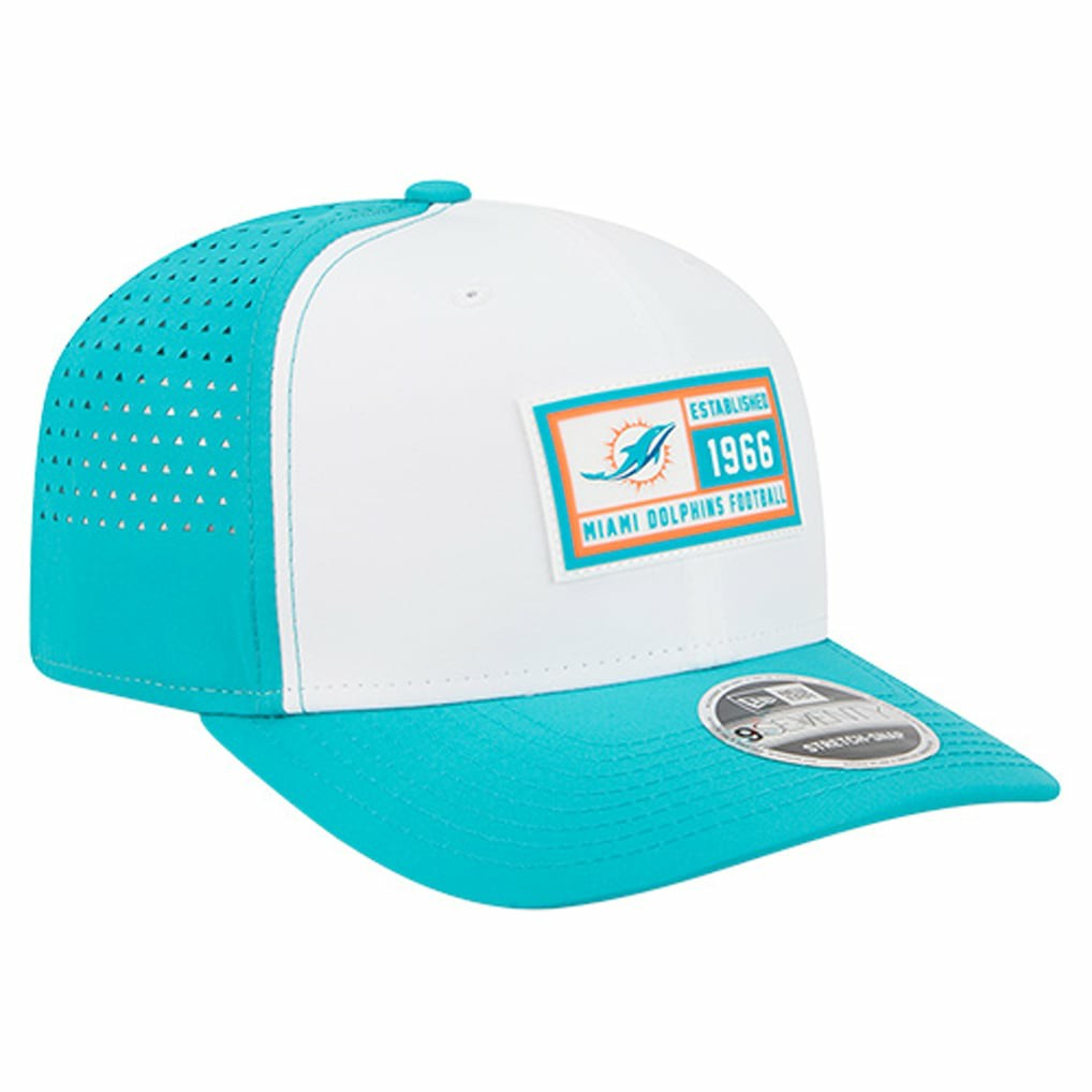 Miami Dolphins New Era Established Patch 9SEVENTY Adjustable Hat White/Aqua | NFL