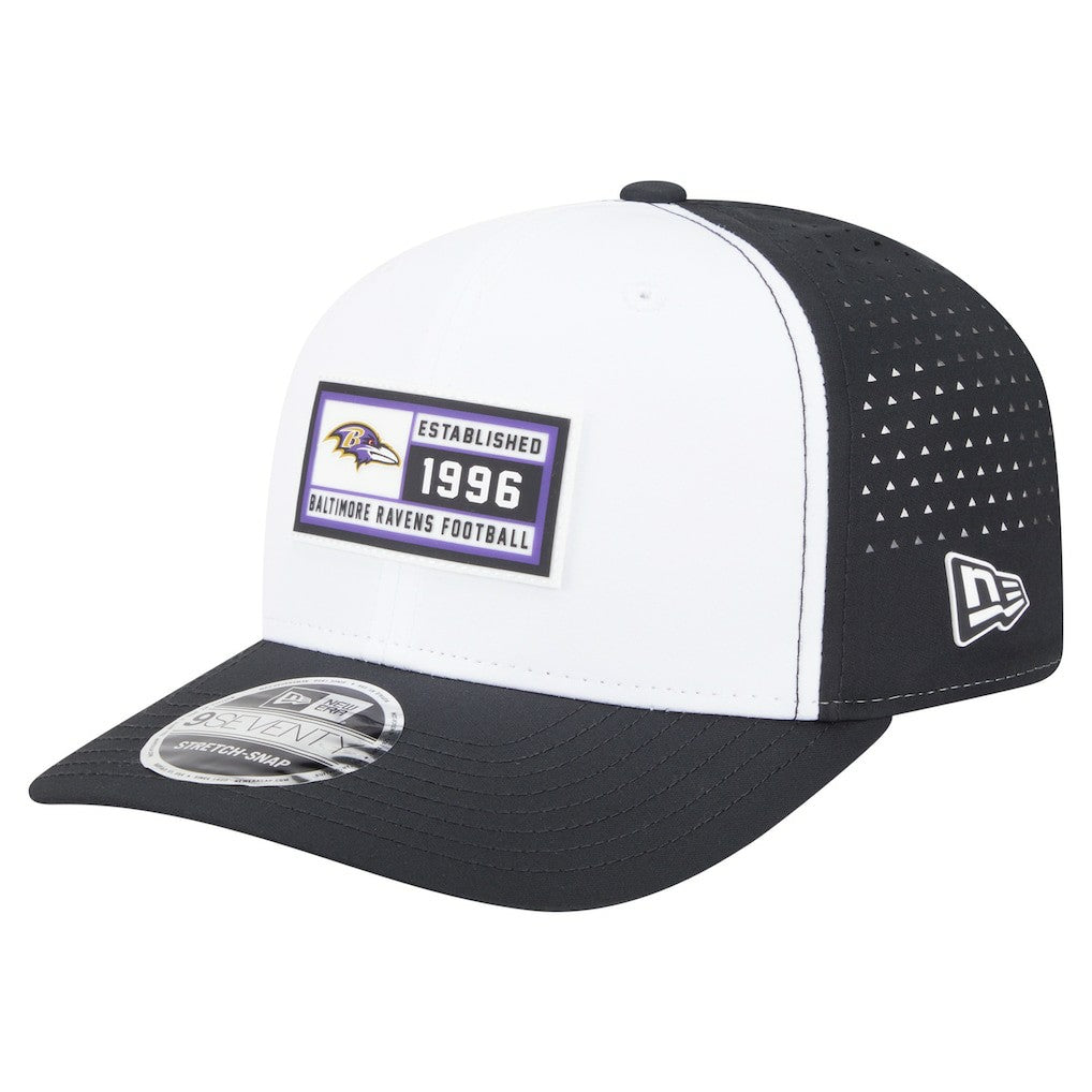 Baltimore Ravens New Era Established Patch 9SEVENTY Adjustable Hat White/Black | NFL
