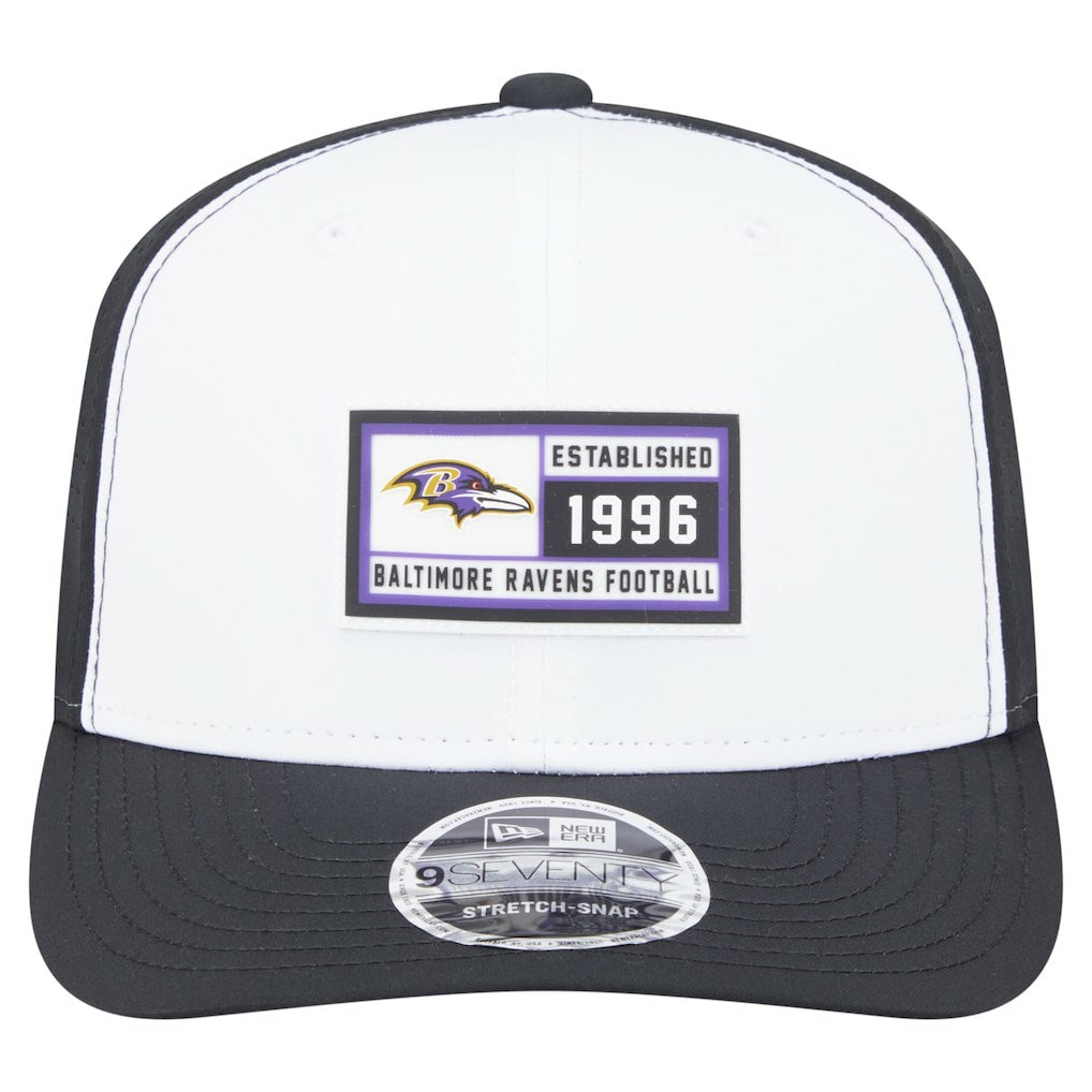 Baltimore Ravens New Era Established Patch 9SEVENTY Adjustable Hat White/Black | NFL