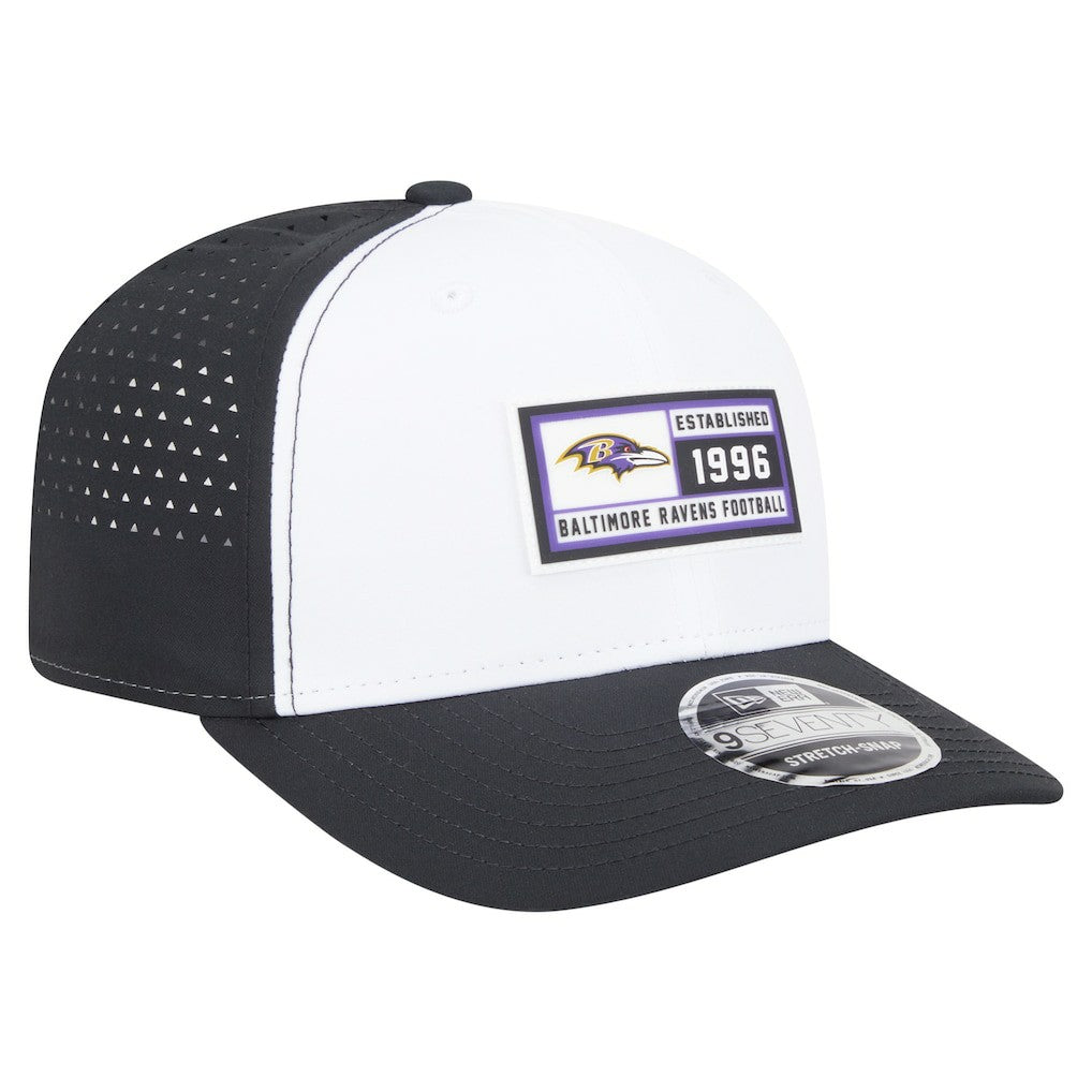 Baltimore Ravens New Era Established Patch 9SEVENTY Adjustable Hat White/Black | NFL