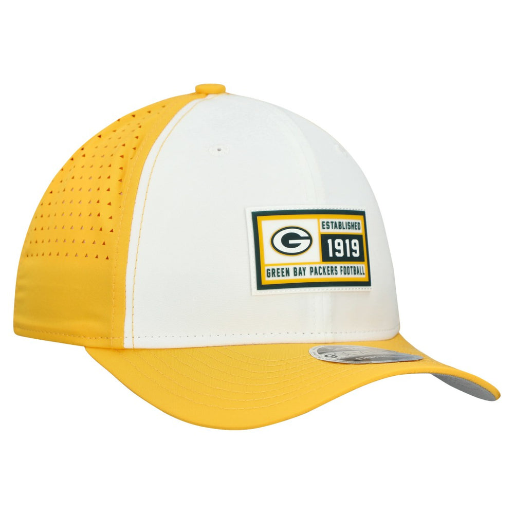 Green Bay Packers New Era Established Patch 9SEVENTY Adjustable Hat White/Gold | NFL